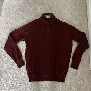 ERMENEGILDO ZEGNA Merino Wool Collared Knit Sweater Medium